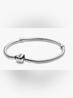 Pandora Moments Snake Chain Bracelet Barrel Clasp Sterling Silver 7.9”